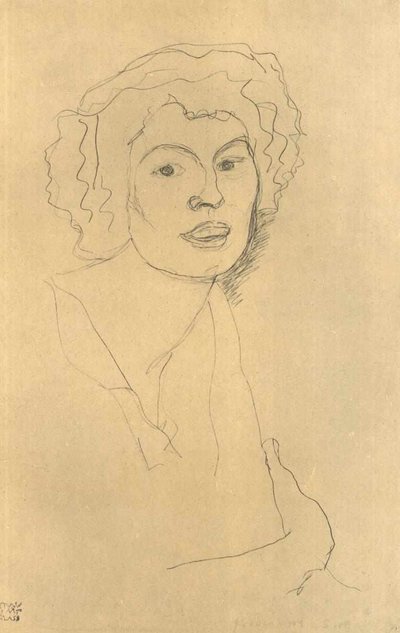 Bust in Three-Quarter Profile Facing Right by Gustav Klimt